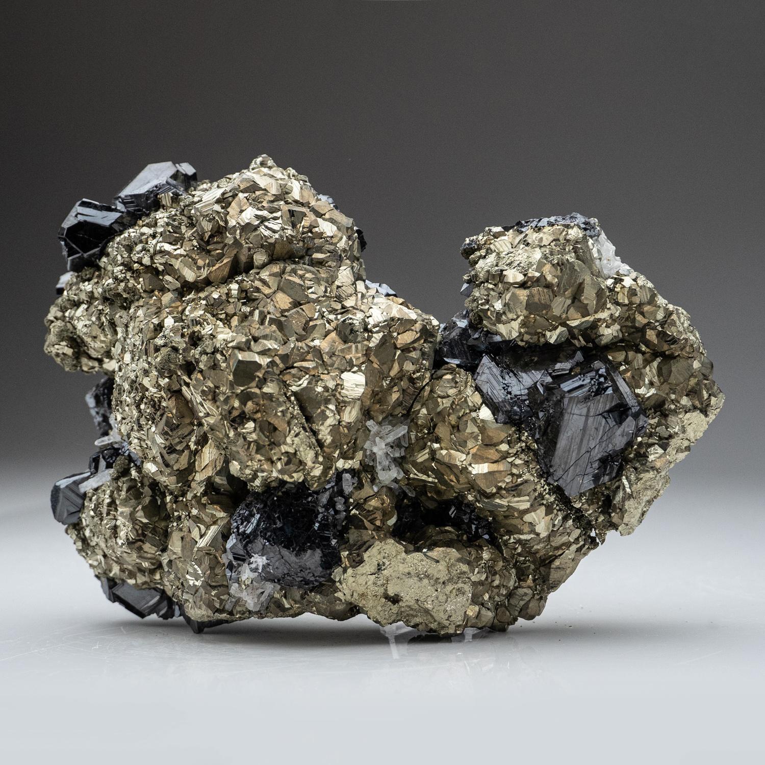 Bulgarian Pyrite and Sphalerite with Calcite from Deveti Septemvri Mine, Madan District For Sale