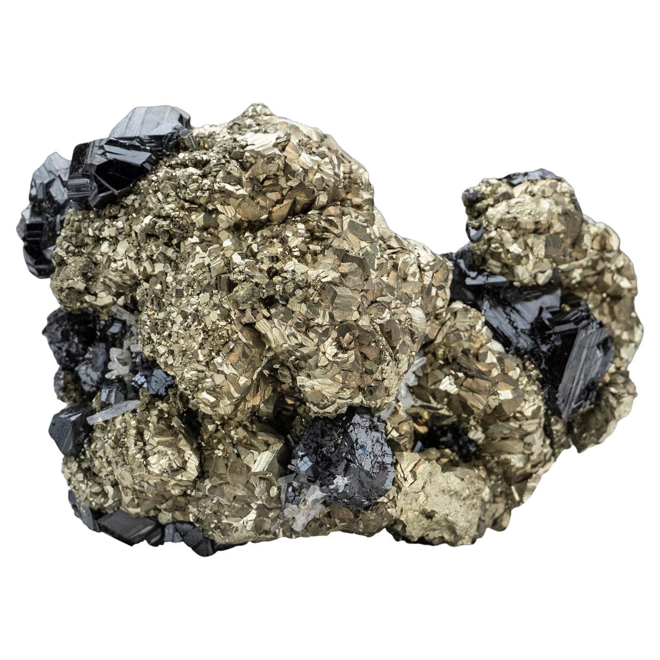 Pyrite et sphalerite avec calcite de la mine de Deveti Septemvri, District Madan