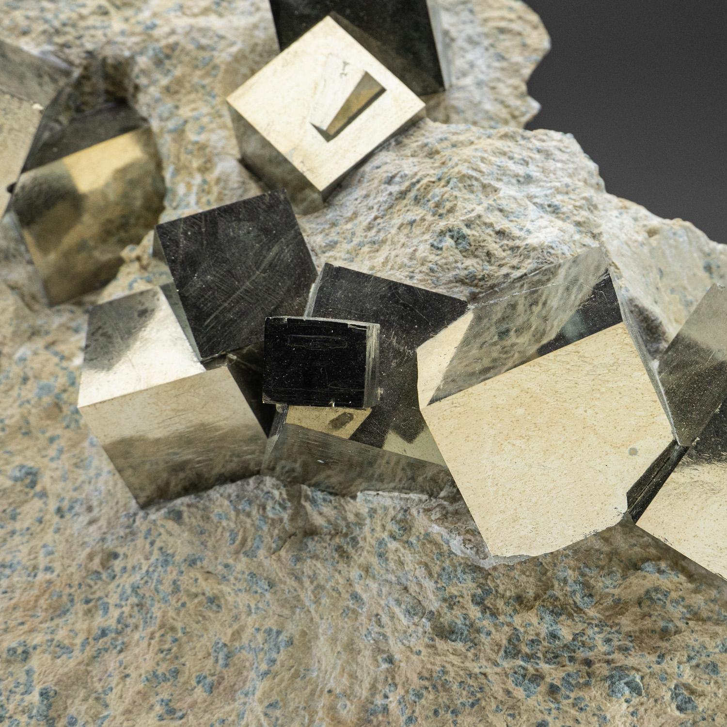 Pyrite Clusters on Basalt From Navajun, Spain In Excellent Condition In New York, NY