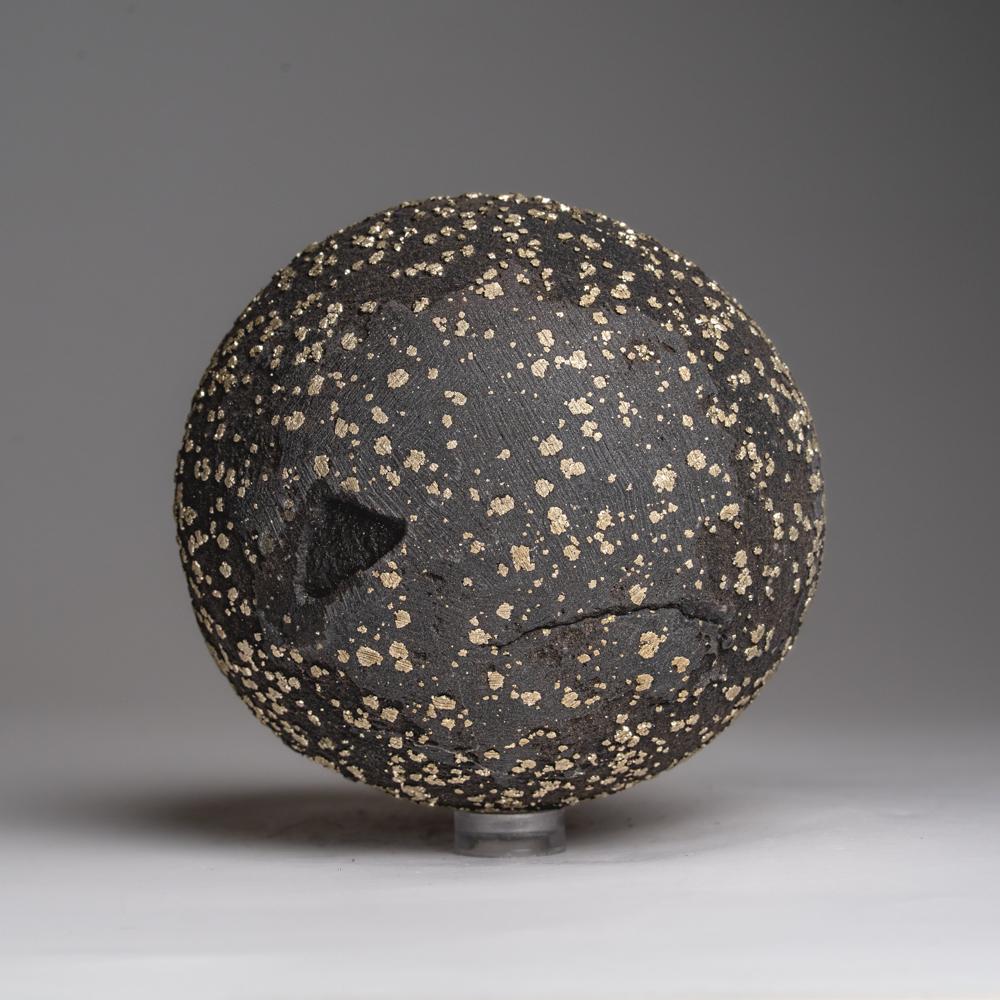 This unique Pyrite Concretion from Dongchuan District, Yunnan Province, China features sparkling, sharp, modified metallic crystals arranged in concentric 