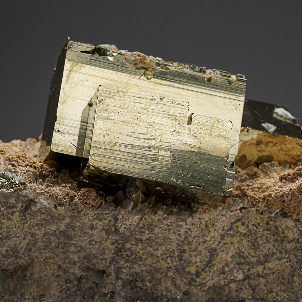 Contemporary Pyrite Cube on Basalt from Gilman District, Eagle County, Colorado, USA For Sale