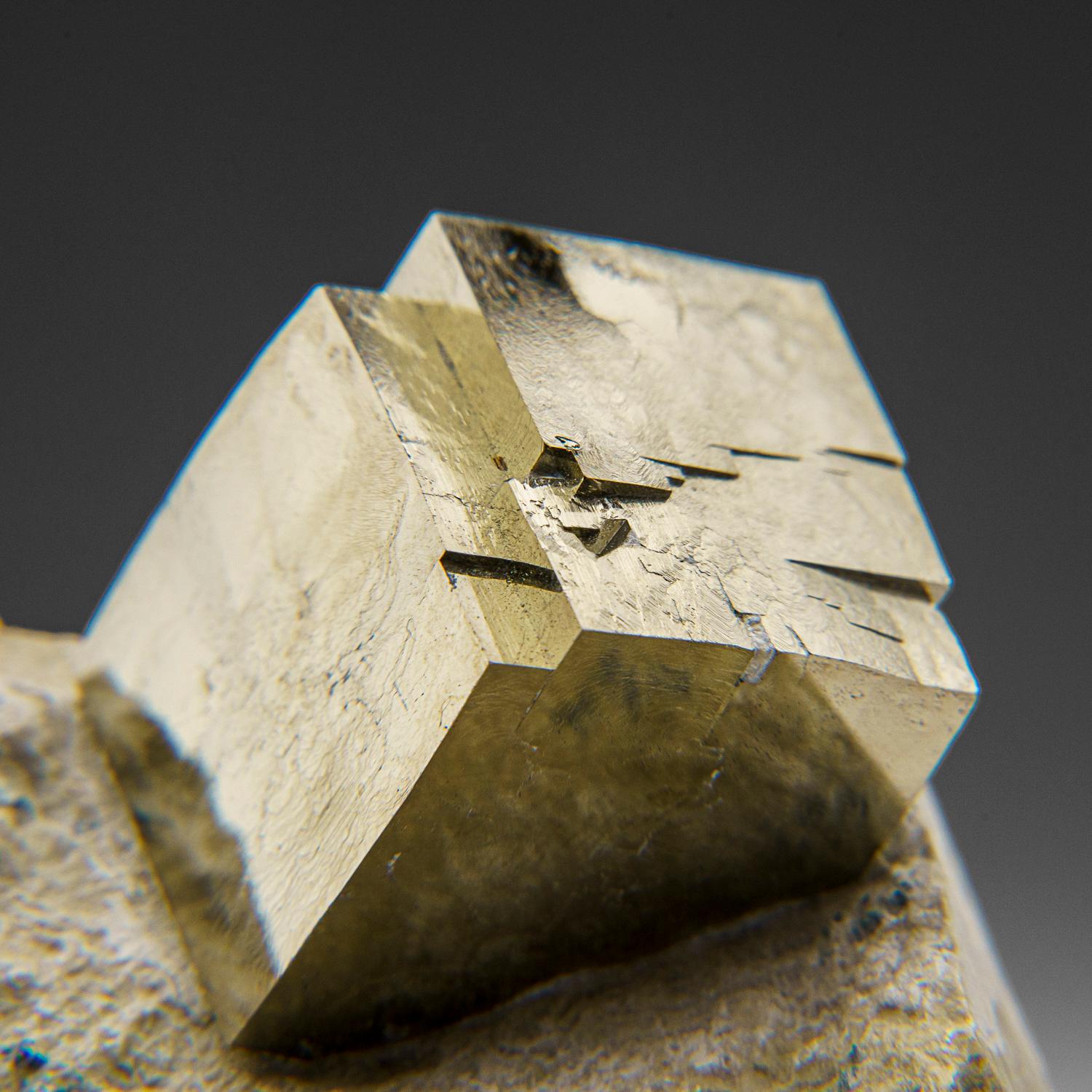 Pyrite Cube on Basalt from Navajún, La Rioja Province, Spain (1.2 lbs) In Excellent Condition For Sale In New York, NY