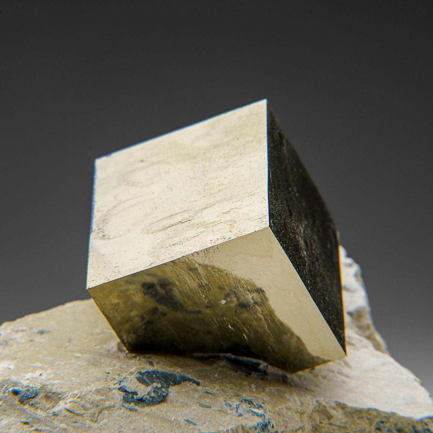 Spanish Pyrite Cube on Basalt from Navajún, La Rioja Province, Spain (1.2 lbs) For Sale