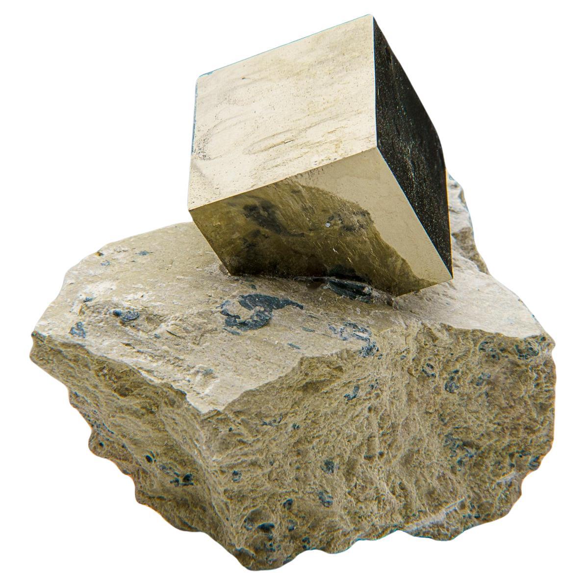 Pyrite Cube on Basalt from Navajún, La Rioja Province, Spain (1.2 lbs)