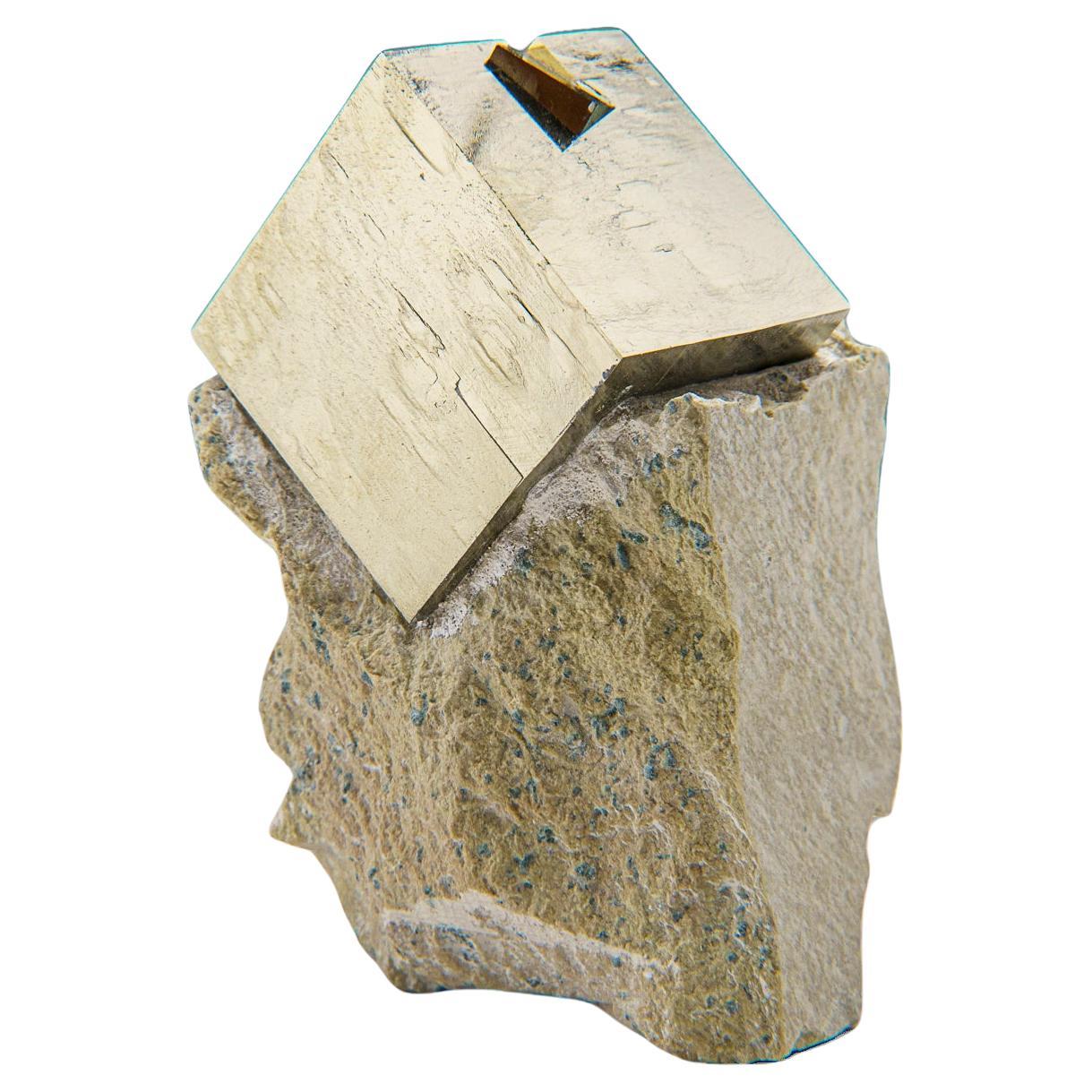 Pyrite Cube on Basalt from Navajún, La Rioja Province, Spain (1.4 lbs) For Sale