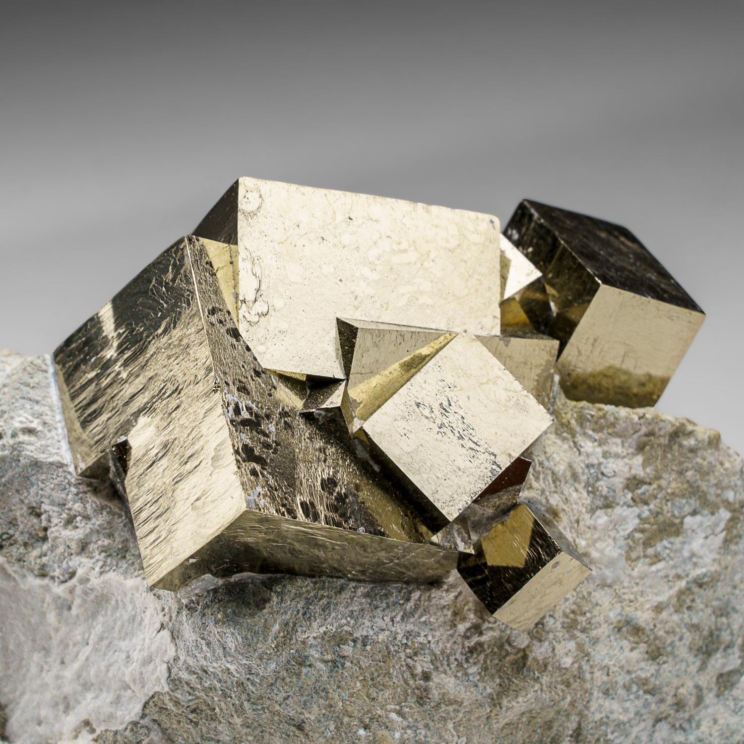 Other Pyrite Cube on Basalt from Navajún, La Rioja Province, Spain (1.7 lbs) For Sale