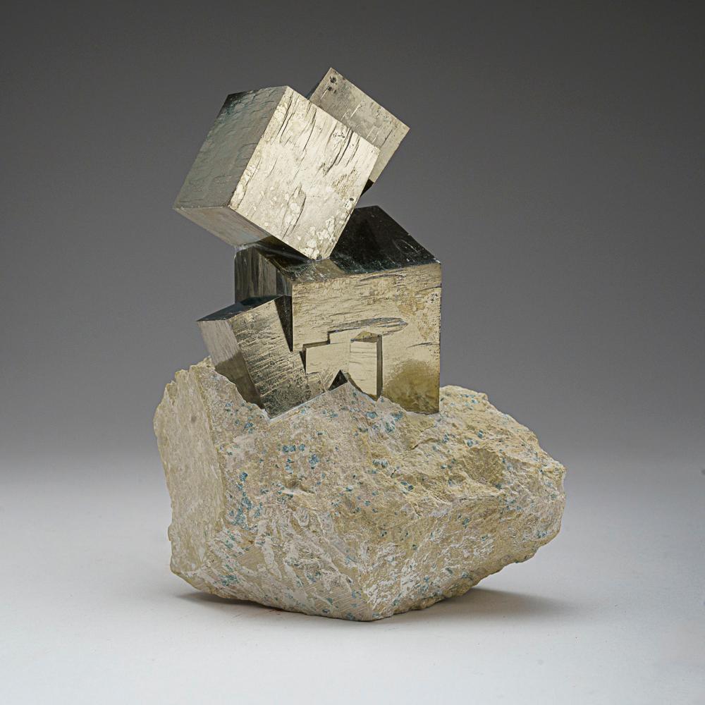 Pyrite Cube on Basalt from Navajún, La Rioja Province, Spain (3.7 lbs) For Sale