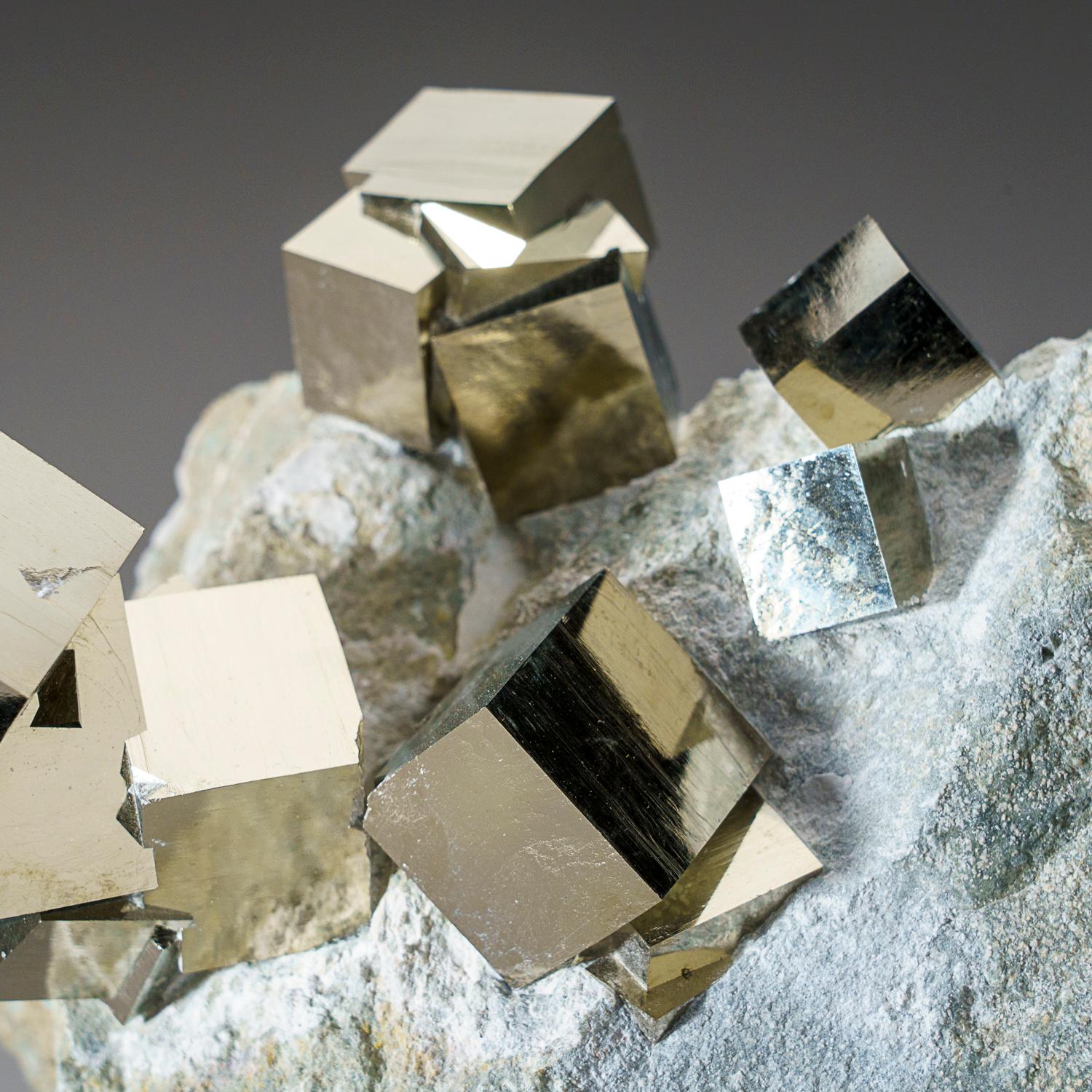 Contemporary Pyrite Cube on Basalt from Navajún, La Rioja Province, Spain (7 lbs) For Sale