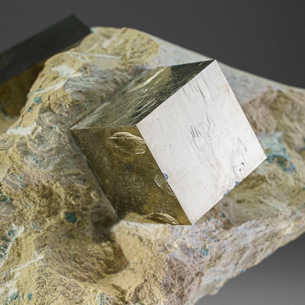Spanish Pyrite Cube on Basalt from Navajún, La Rioja Province, Spain (8.1 lbs) For Sale