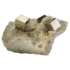 Pyritwürfel auf Basalt aus Navajún, Provinz La Rioja, Spanien (8.1 lbs)