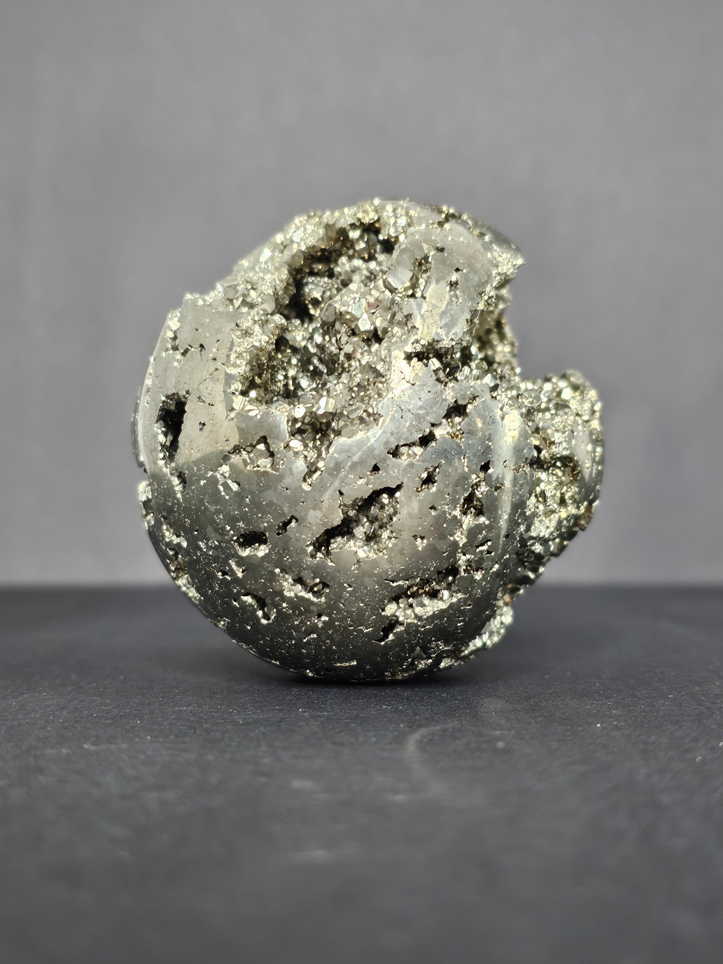 Polished Pyrite Fool's Gold Sphere Peru Natural Specimen 