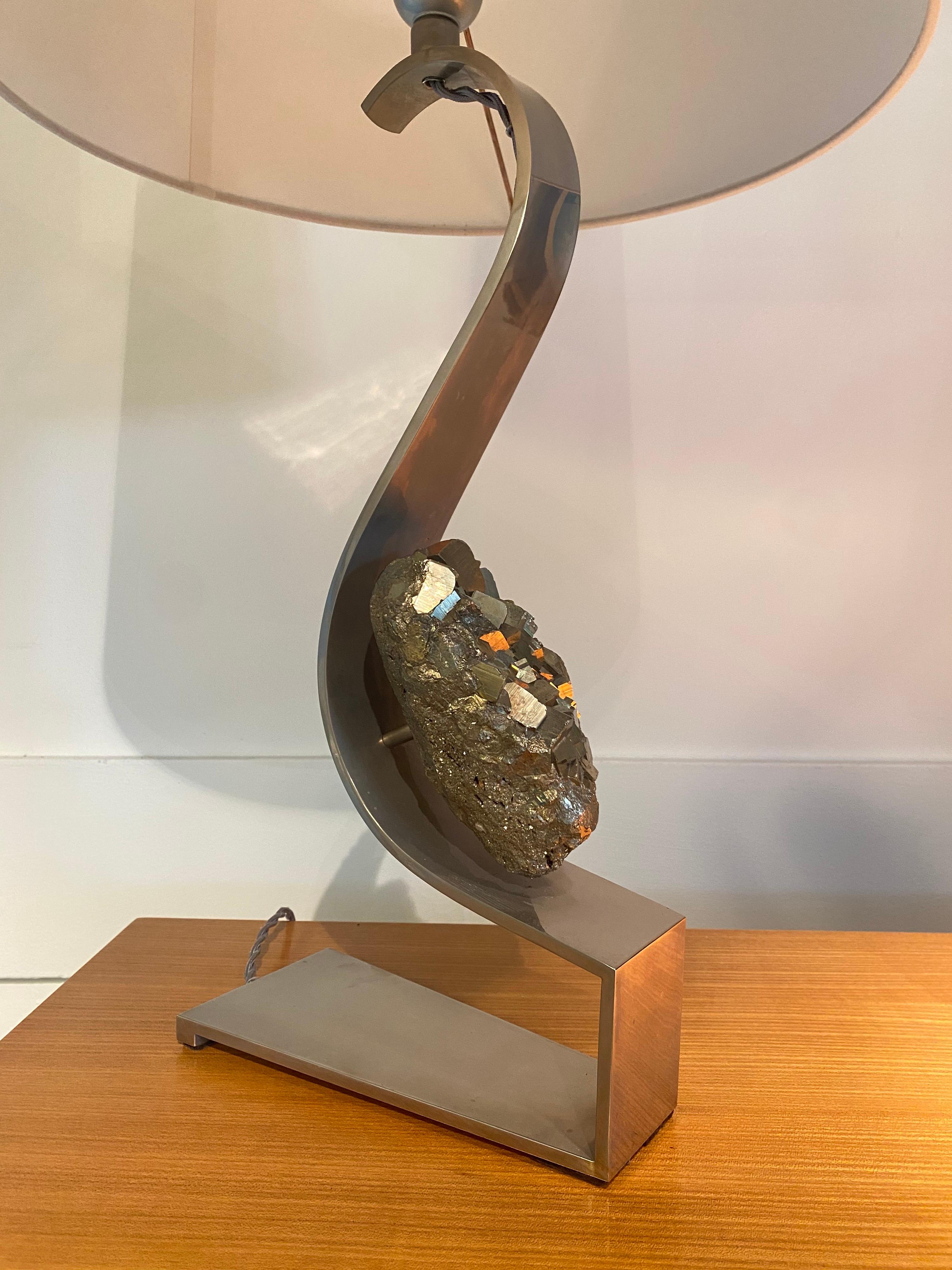 Pyrite Lamp by Claude De Muzac In Good Condition In Saint-Ouen, FR