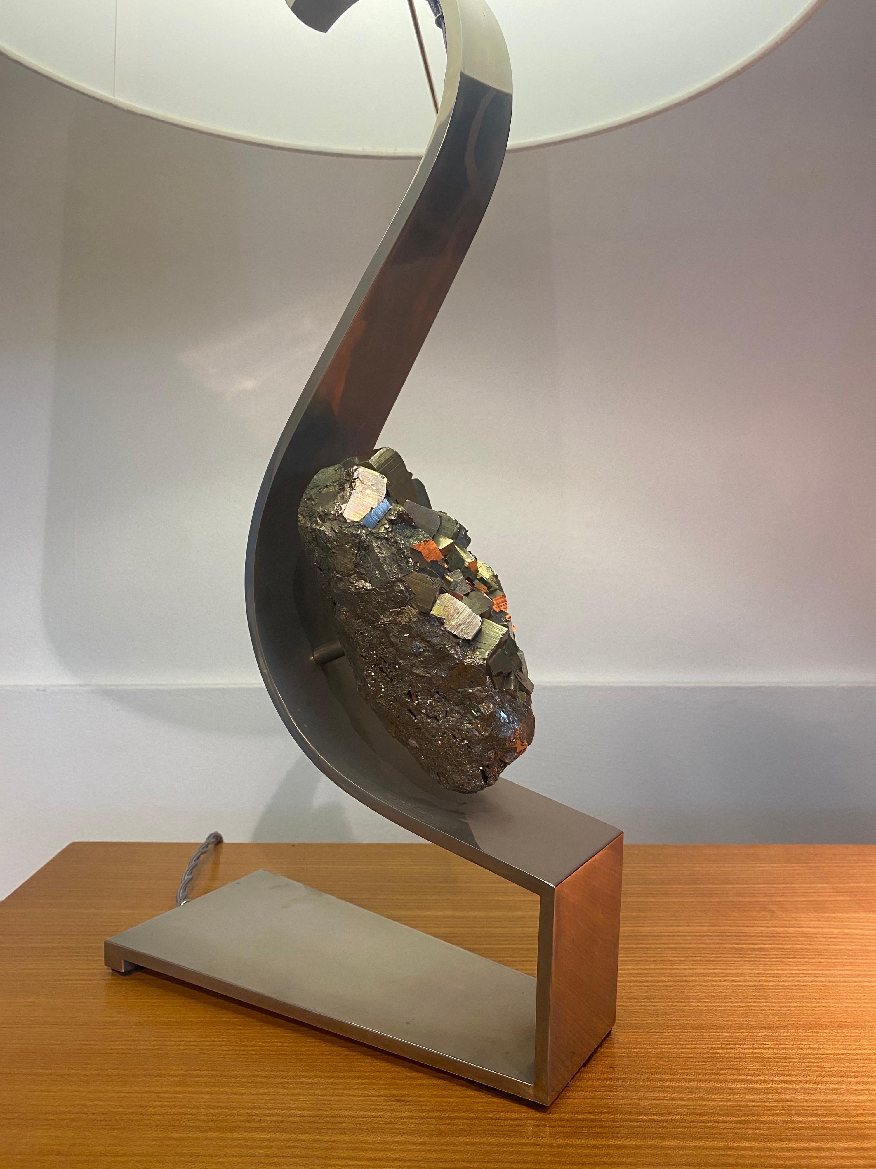Steel Pyrite Lamp by Claude De Muzac