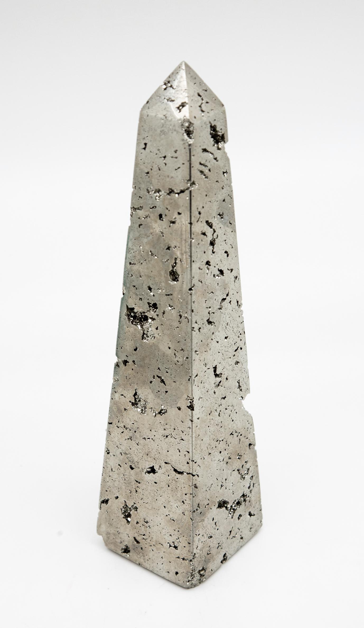 Hand-Carved Pyrite Obelisk