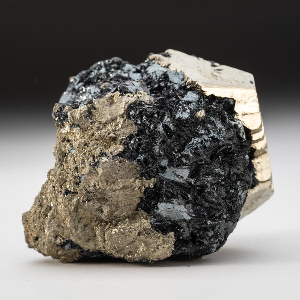 Italian Pyrite on Hematite From Rio Marina, Elba Island, Tuscany, Italy For Sale