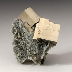 Antique Pyrite on Quartz from Daye Mine, Hubei Province, China