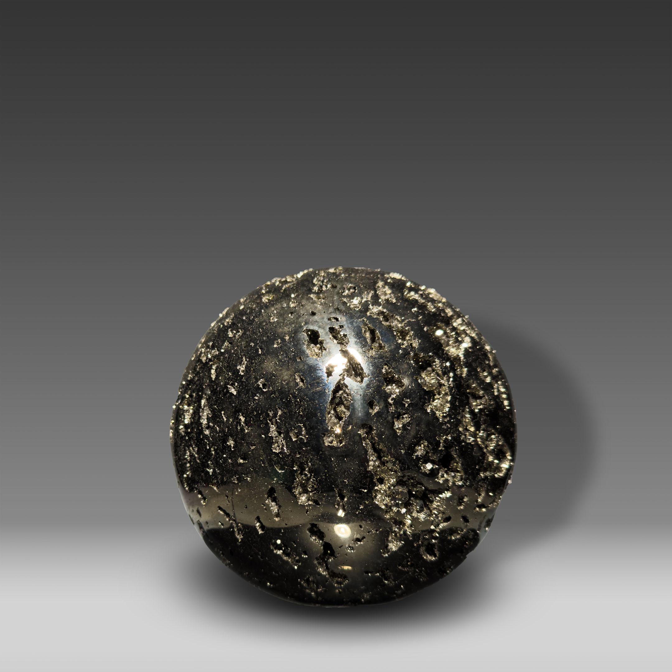 Polished Pyrite Sphere From Peru For Sale