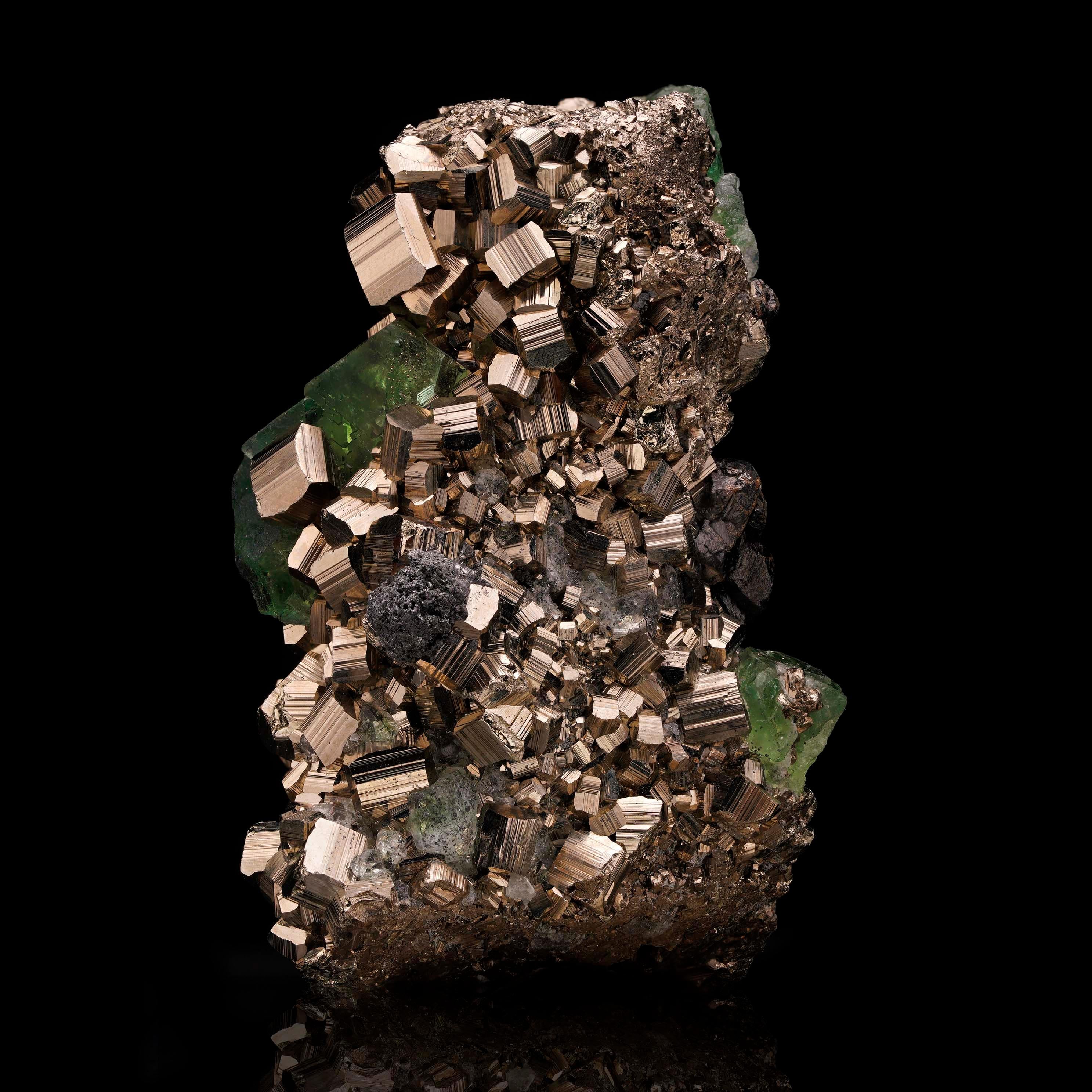 XXI secolo e contemporaneo Pirite con fluorite verde - 296g in vendita