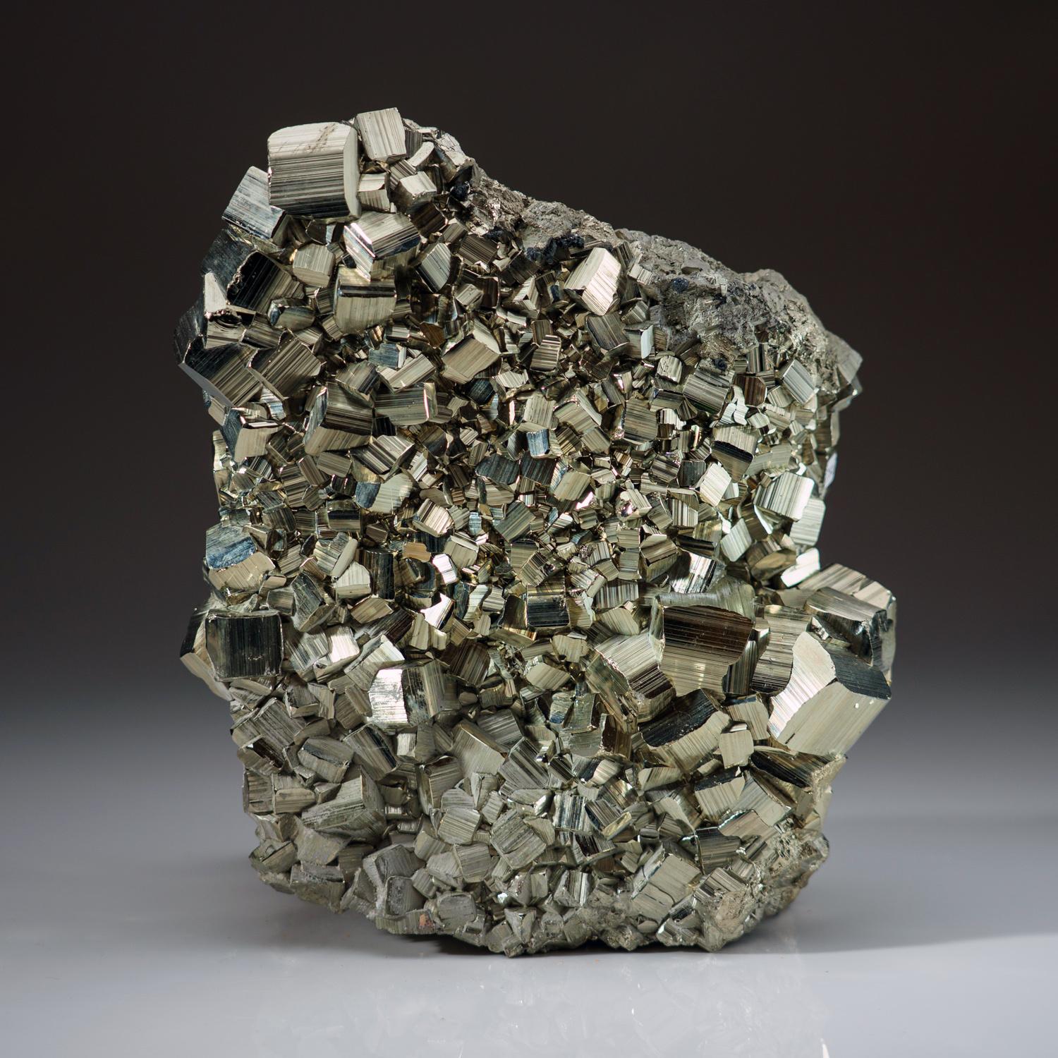 Pyrite Cluster with Quartz from Peru ( 20 lbs) In Excellent Condition For Sale In New York, NY