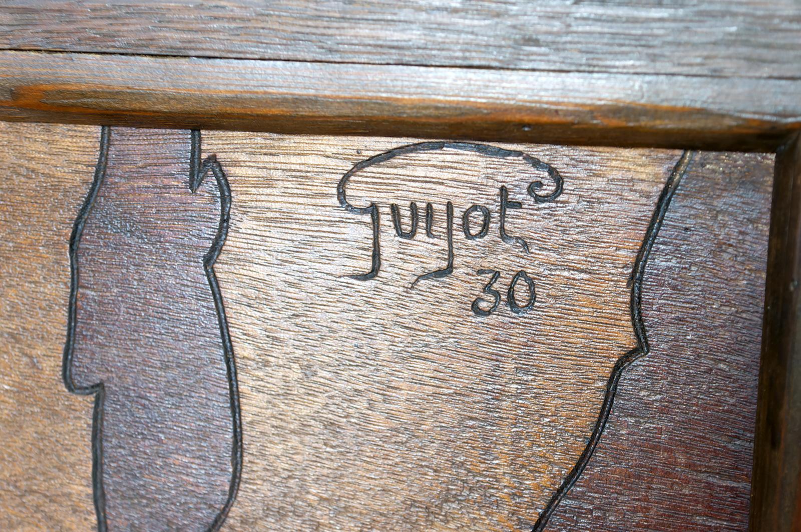 Écran pyrogravé - Paysage urbain méditerranéen médiéval, Art Nouveau / Art Déco en vente 3