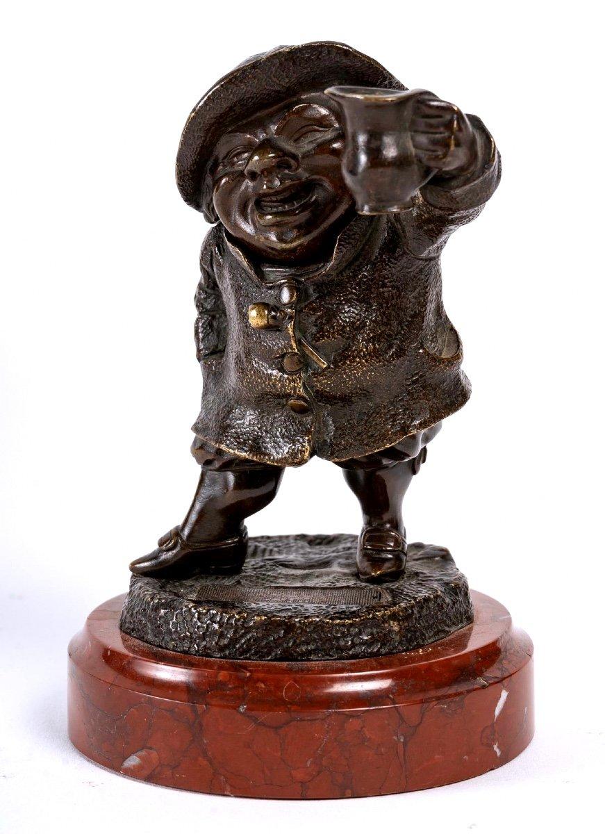 Pyrogen, Bronze Character on Cherry Marble Base, Period, 19th Century For Sale 1
