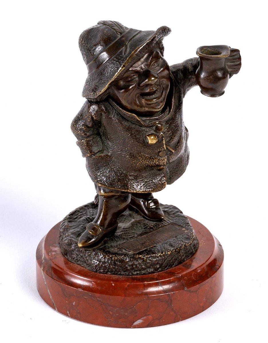 Pyrogen, Bronze Character on Cherry Marble Base, Period, 19th Century For Sale 2