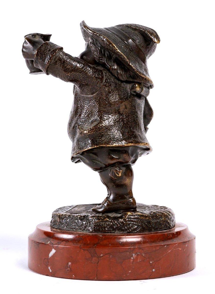 Pyrogen, Bronze Character on Cherry Marble Base, Period, 19th Century For Sale 3