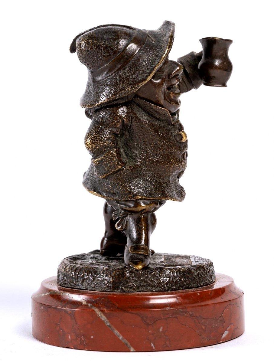 Pyrogen, Bronze Character on Cherry Marble Base, Period, 19th Century For Sale 4