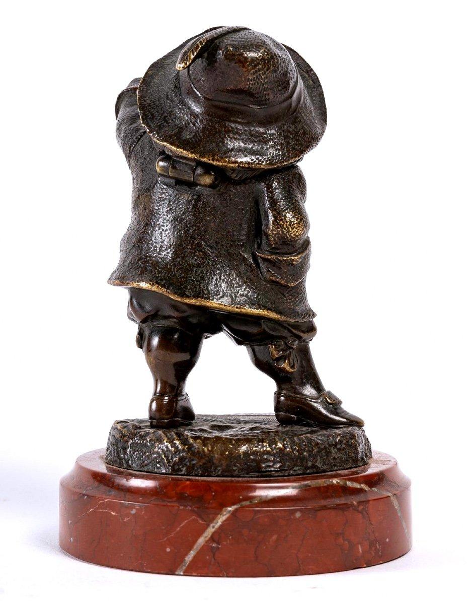 Pyrogen, Bronze Character on Cherry Marble Base, Period, 19th Century For Sale 5