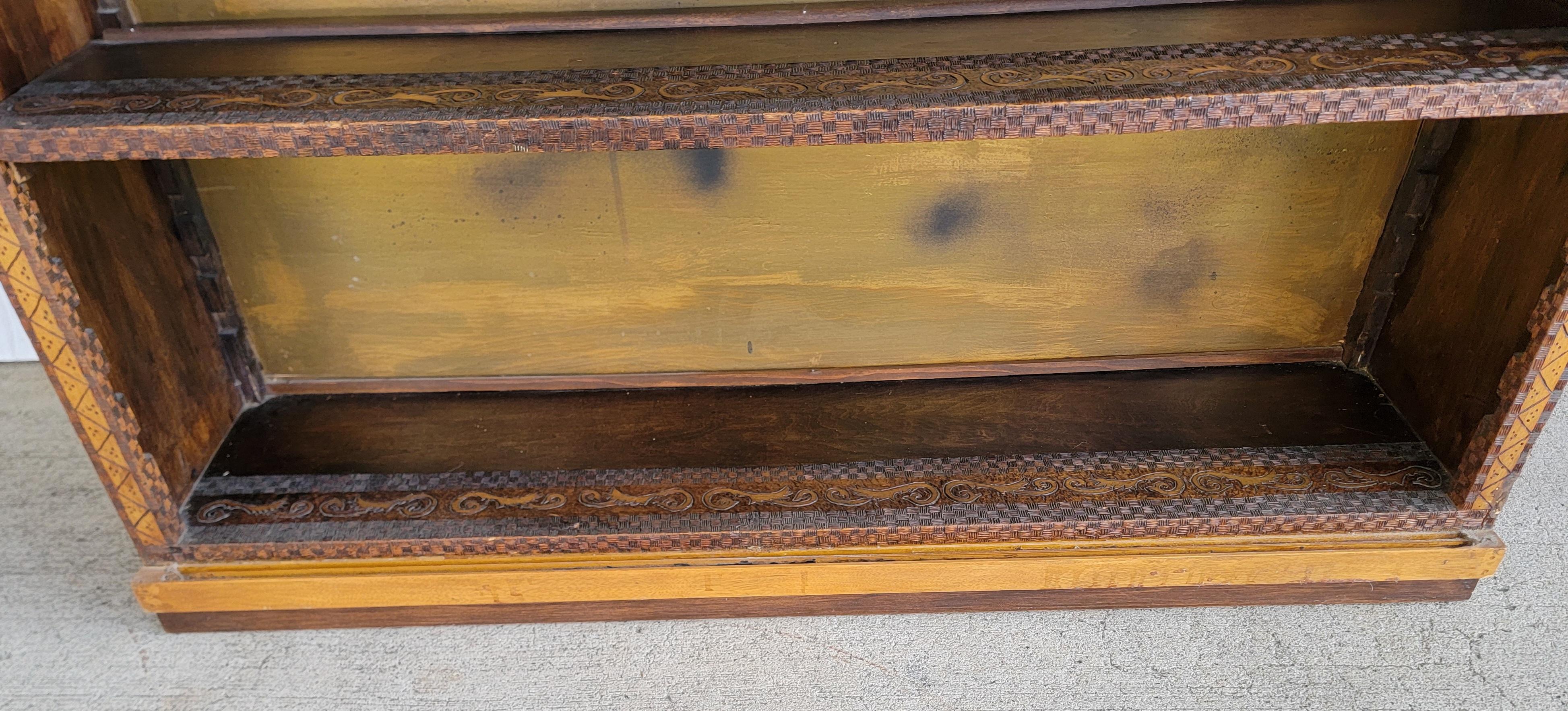 Pyrography Bookshelf Early 1900's 3