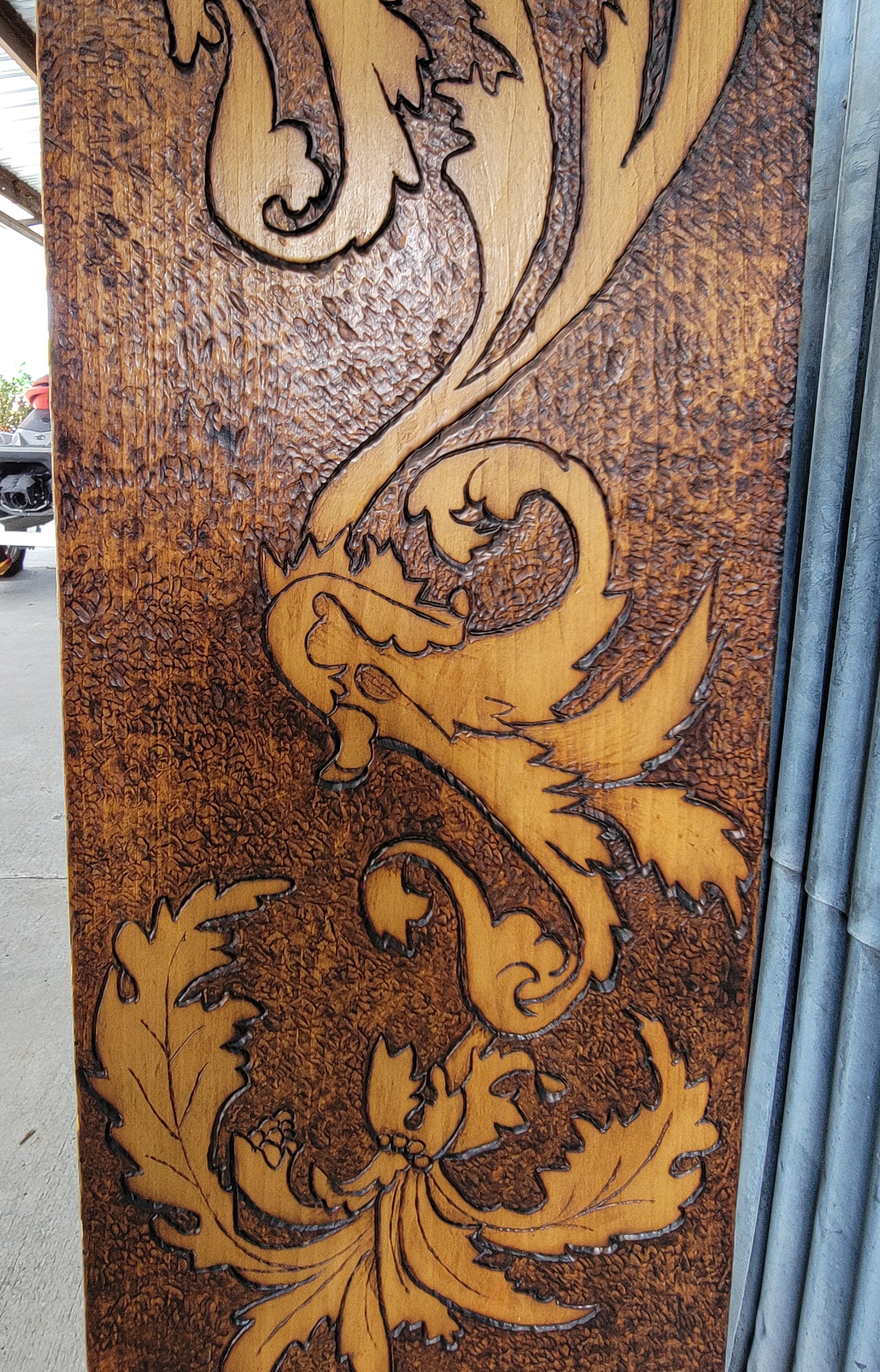Pyrography Bookshelf Early 1900's In Good Condition In Fulton, CA