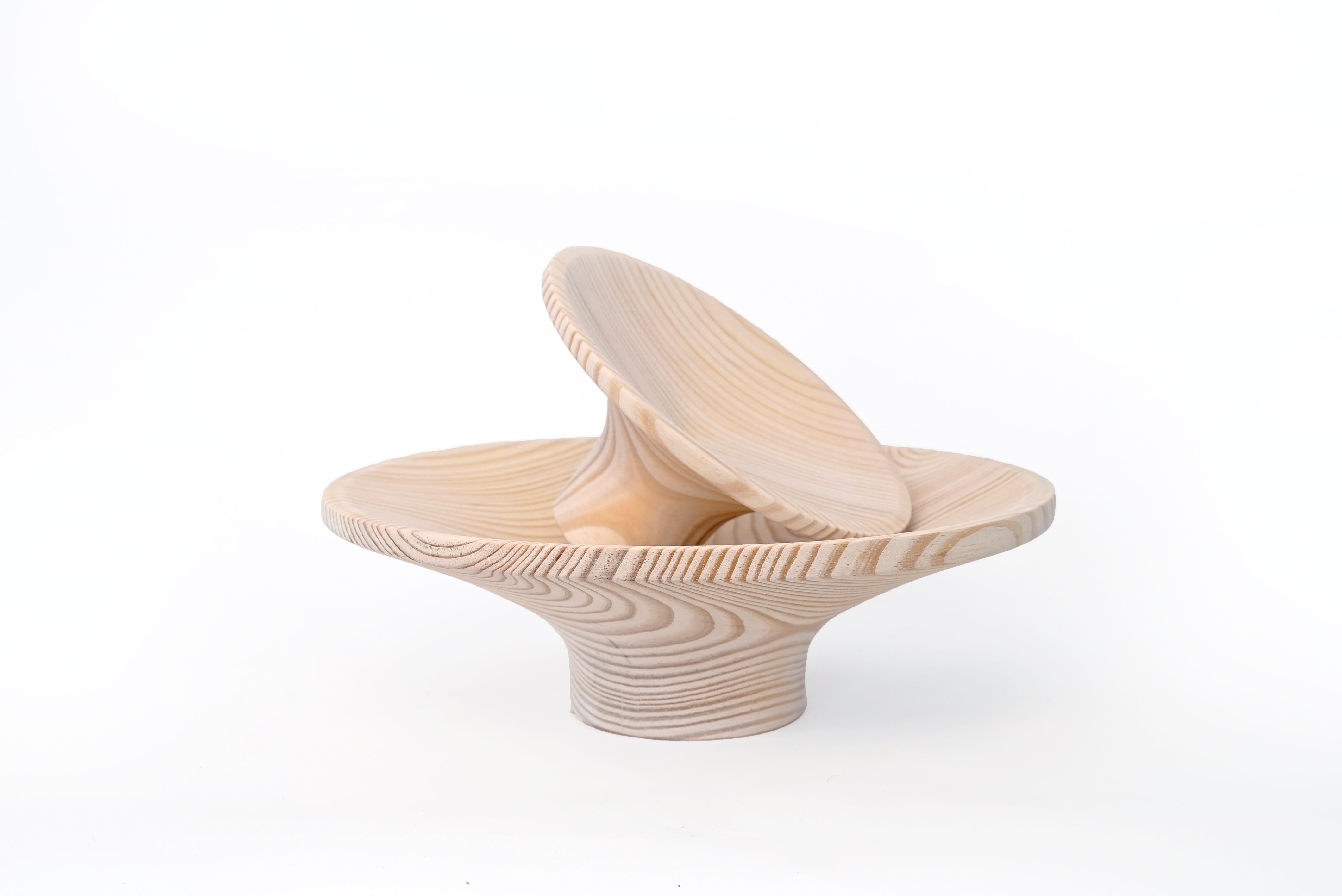 Portuguese Pyrolysis - Smooth Pine Wood Fruit Bowl by Samuel Reis Handmade in Portugal For Sale
