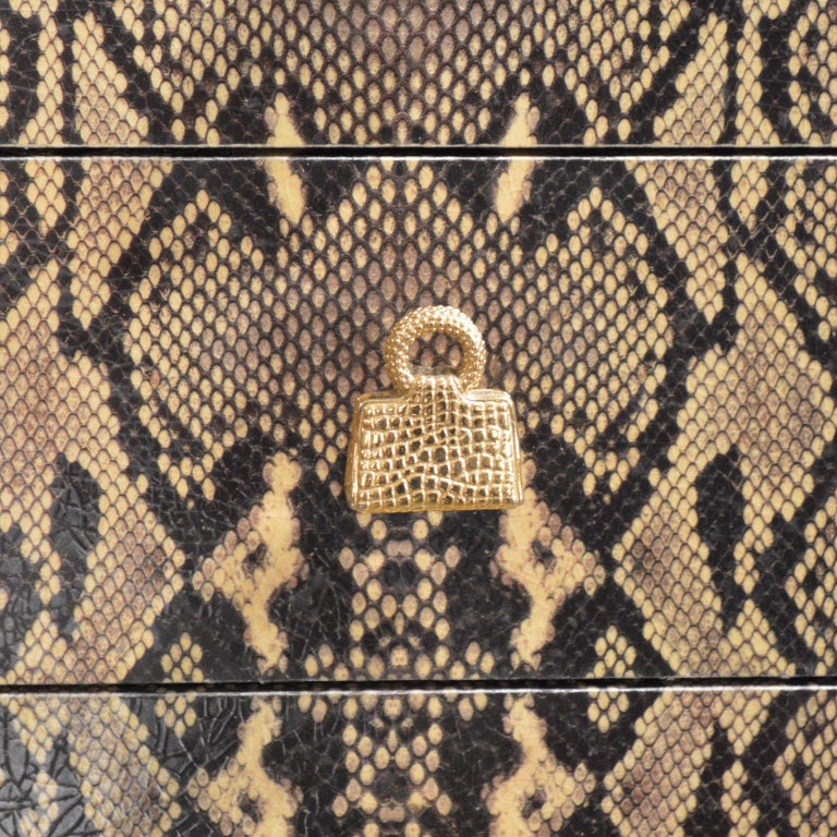 Late 20th Century Python Chest of Drawers Custom Made for Judith Leiber Store, NYC c.1990 For Sale
