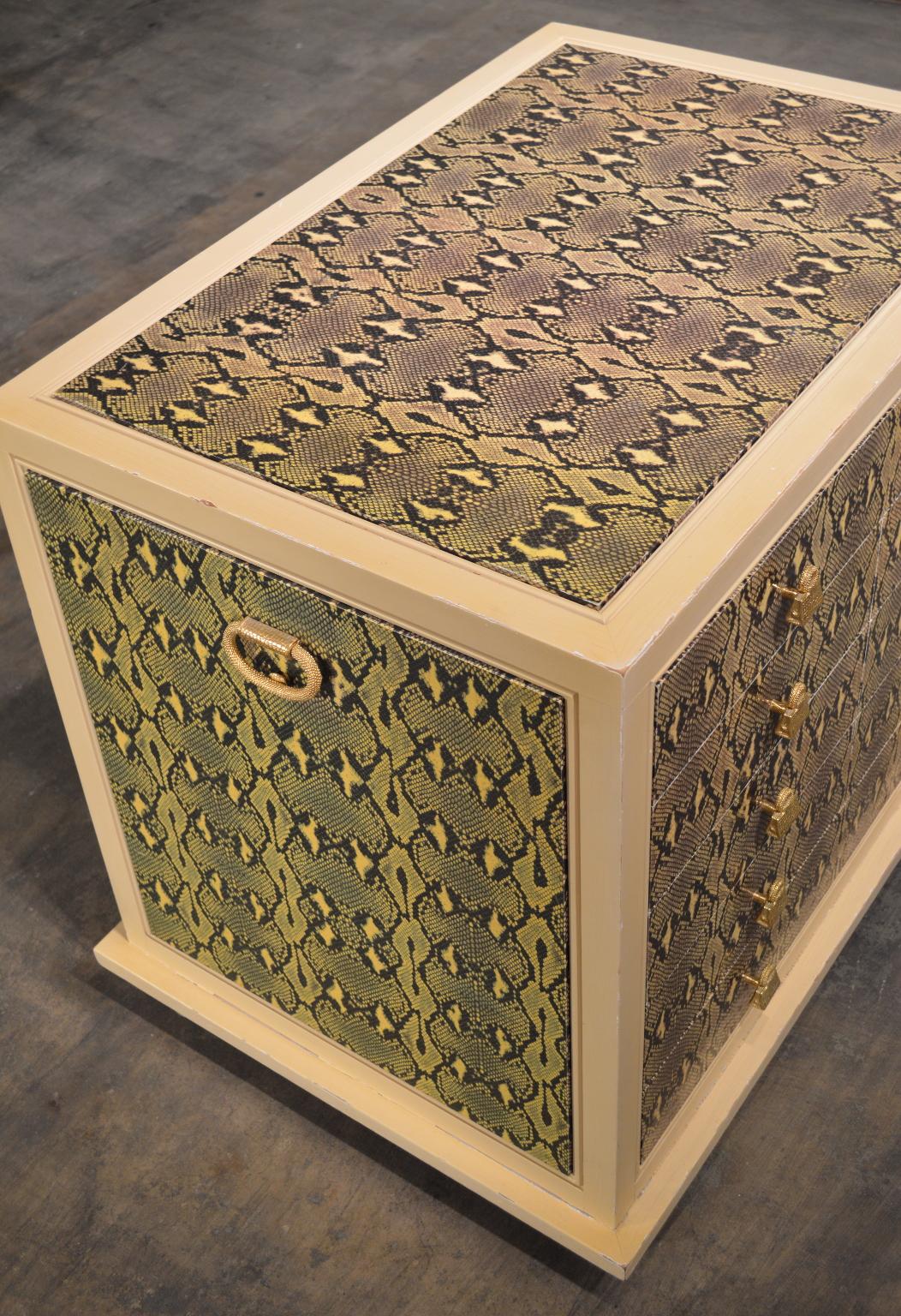 Brass Python Chest of Drawers Custom Made for Judith Leiber Store, NYC c.1990 For Sale