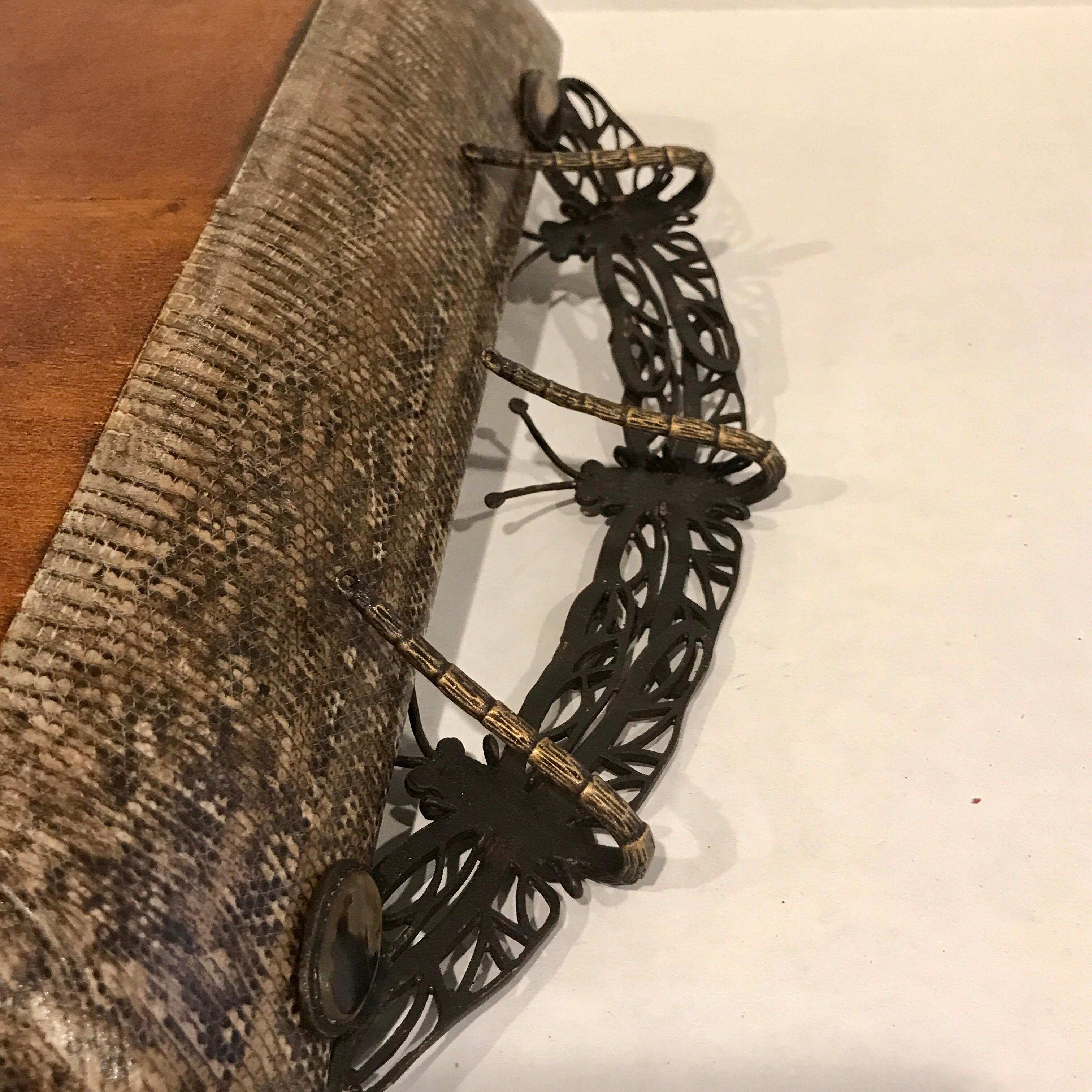 Python Gallery Tray with Dragonfly Handles by R & Y Augousti, Paris In Good Condition For Sale In Atlanta, GA