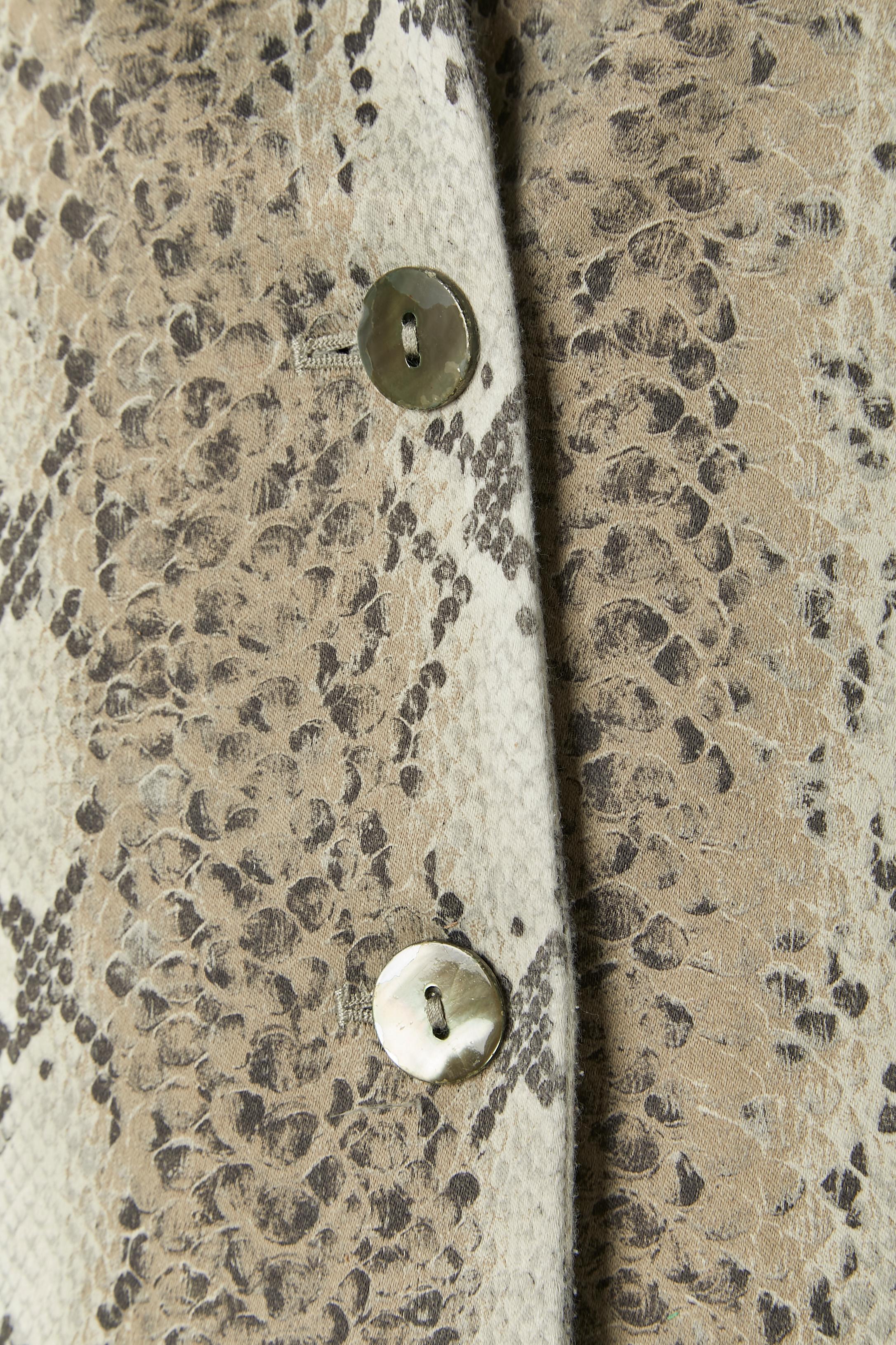 Gris Veste à simple boutonnage imprimée en python Roberto Cavalli en vente