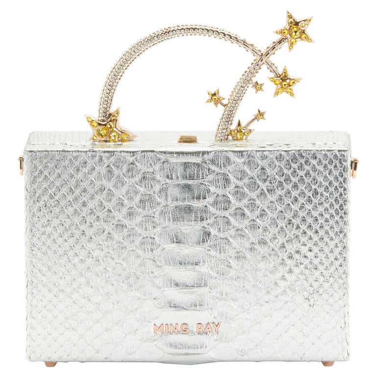Silver Python Handbgs Python silver handmade shoulder handle bag NWOT For Sale at 1stDibs