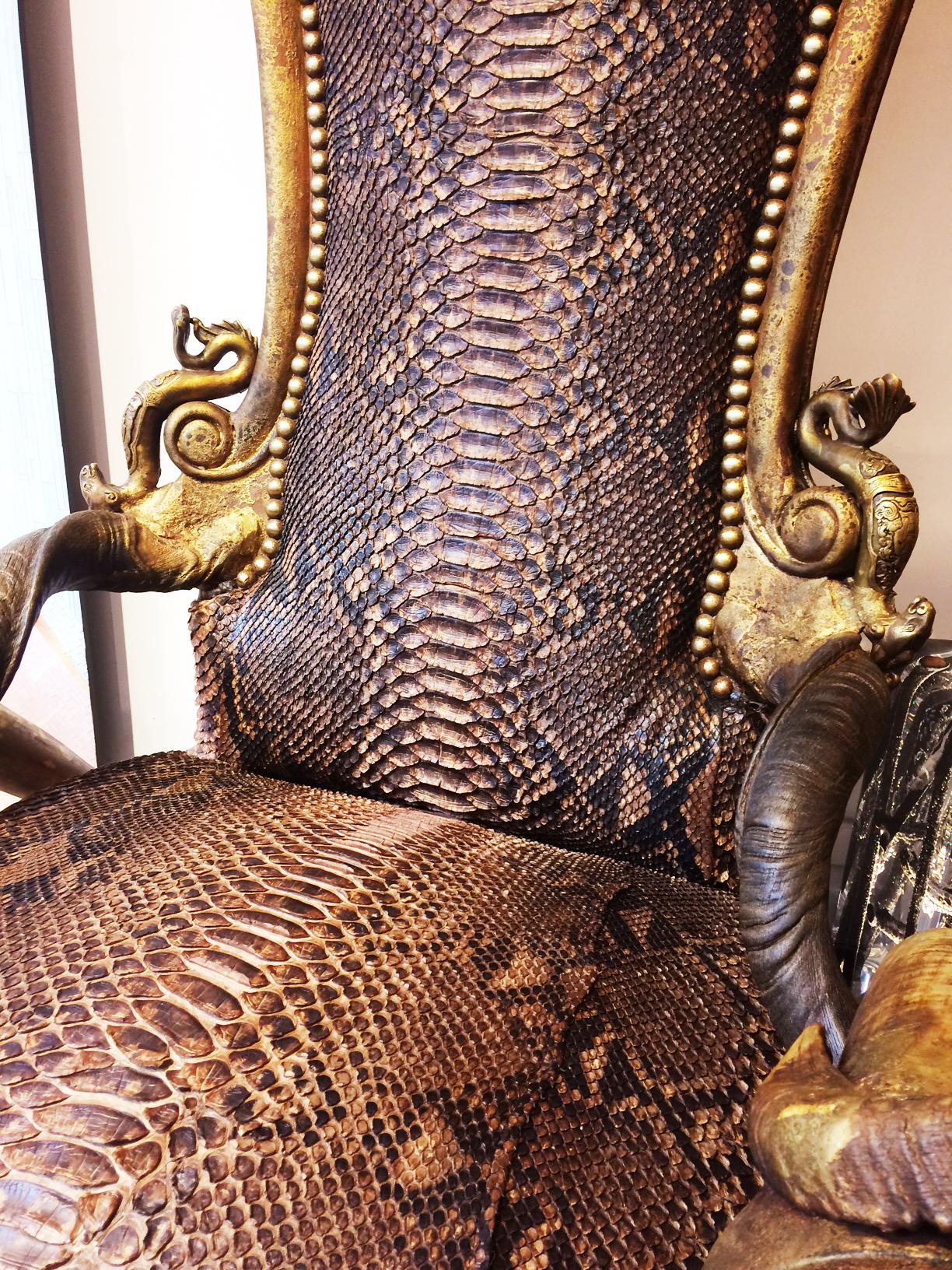 Hand-Crafted Python Throne  For Sale