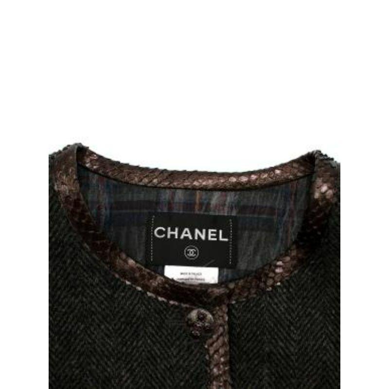 Women's Python Trim Herringbone Jacket For Sale