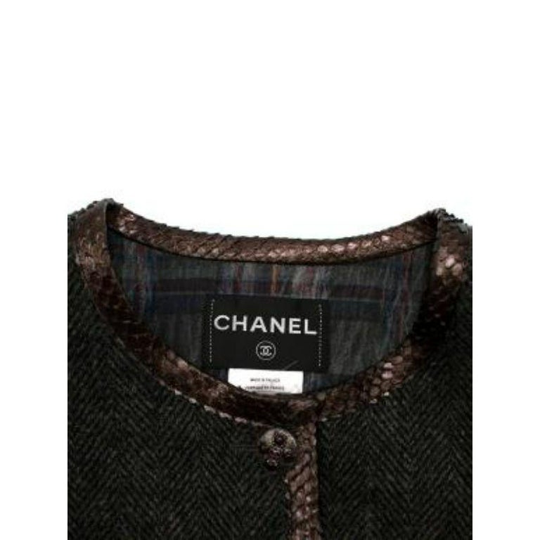 Python Trim Herringbone Jacket For Sale at 1stDibs