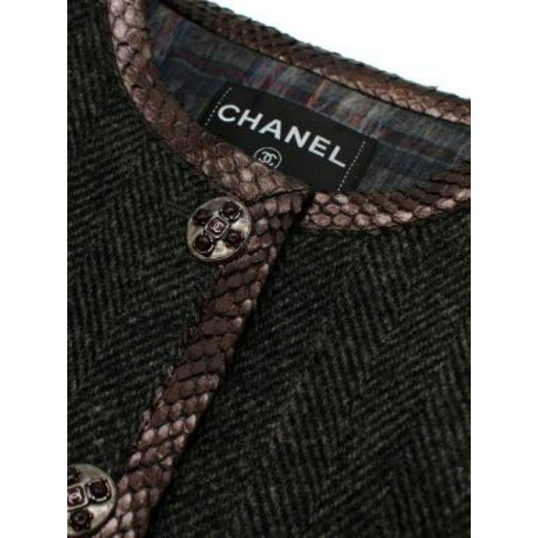 Python Trim Herringbone Jacket For Sale at 1stDibs