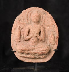 Pyu Terracotta Buddha Votive, Hand-Carved, Myanmar, 11th Century