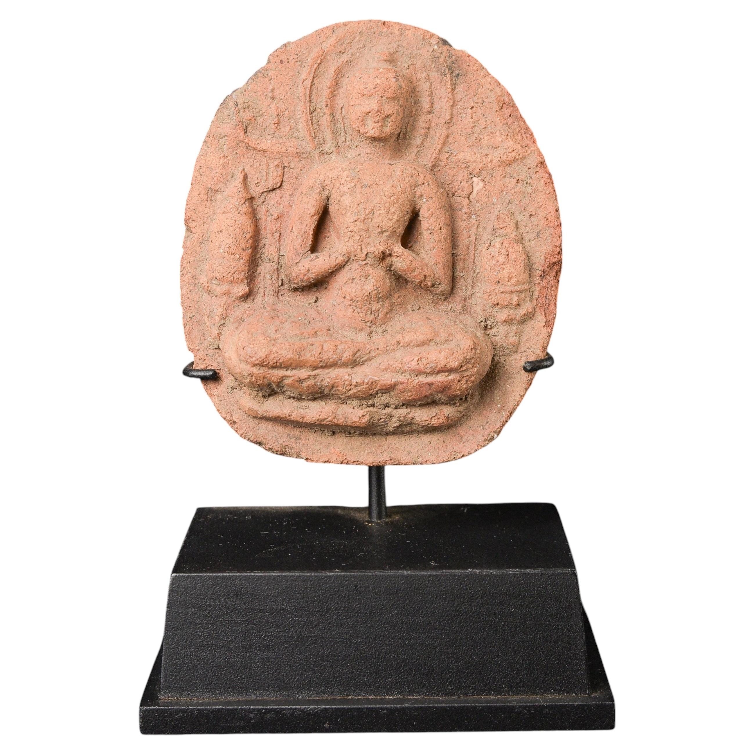 Pyu Terracotta Buddha Votive, Hand-Carved, Myanmar, 11th Century