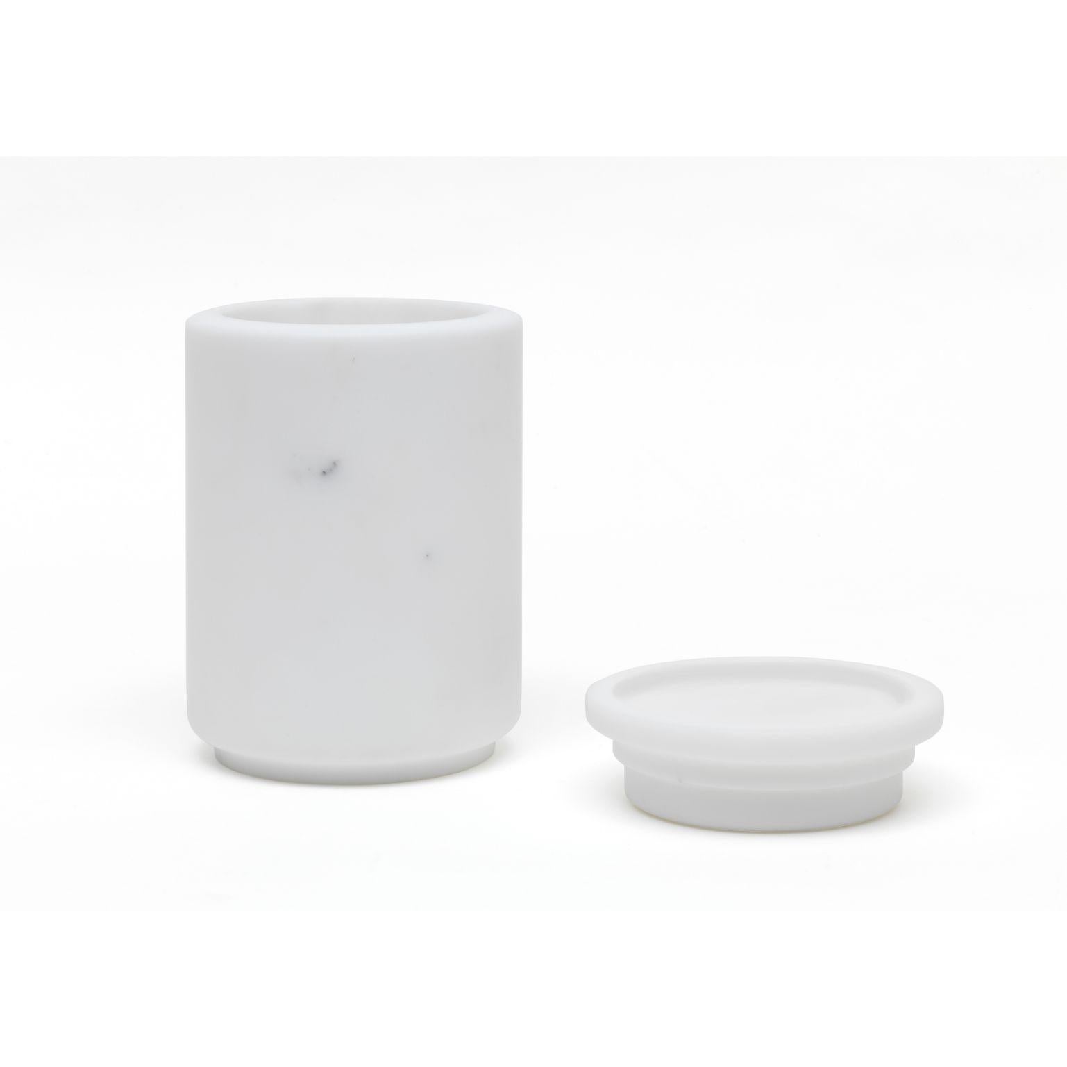 Pyxis - Large pot - White by Ivan Colominas
Pyxis Collection
Dimensions: 12.6 x 19 cm
Materials: Bianco michelangelo

Also available: Nero marquinia, small & medium

A refined collection articulated through cylinders that vary only in size