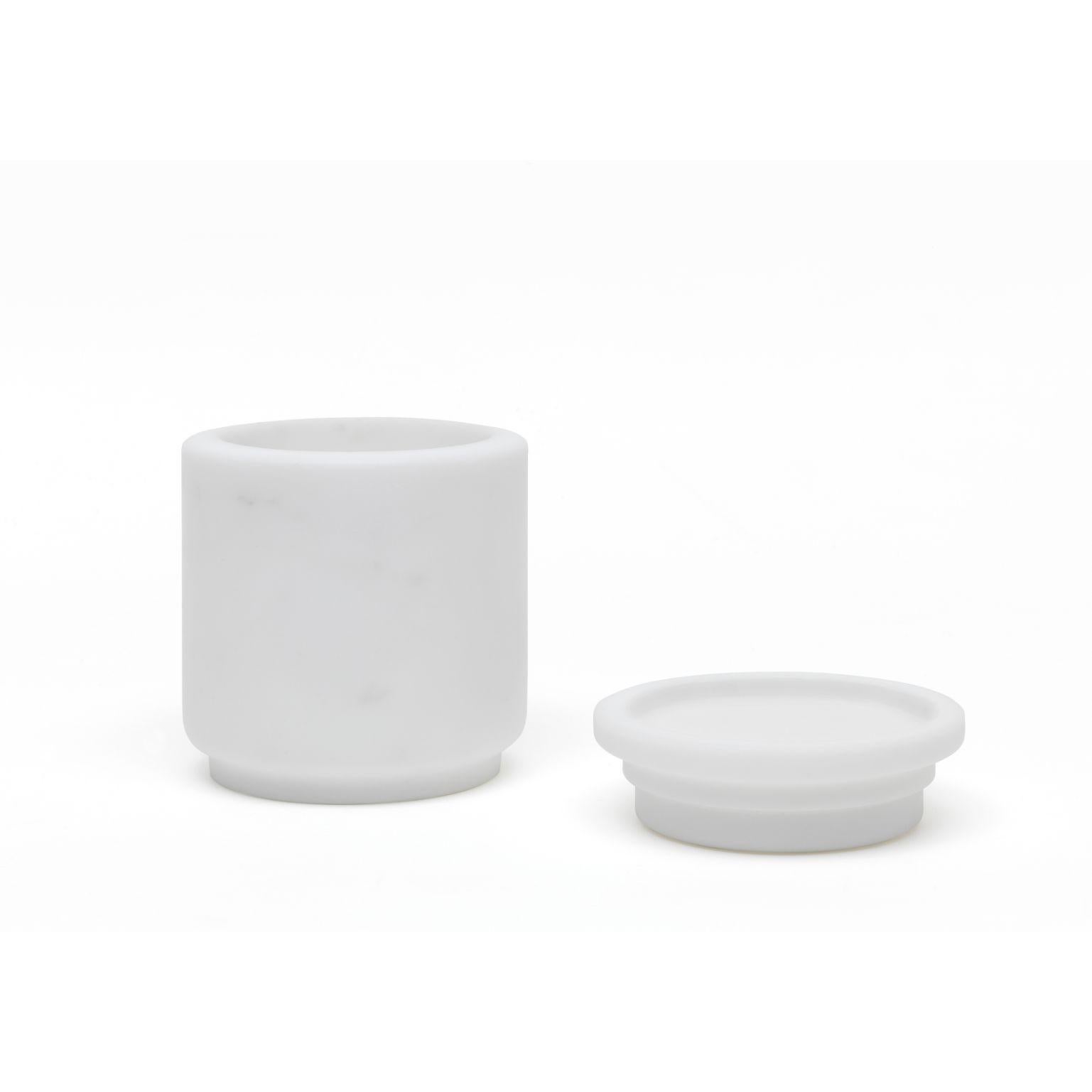 Pyxis - medium pot - white by Ivan Colominas
Pyxis collection
Dimensions: 12.6 x 14.5 cm
Materials: Bianco michelangelo

Also available: Nero marquinia, small & large,

A refined collection articulated through cylinders that vary only in size