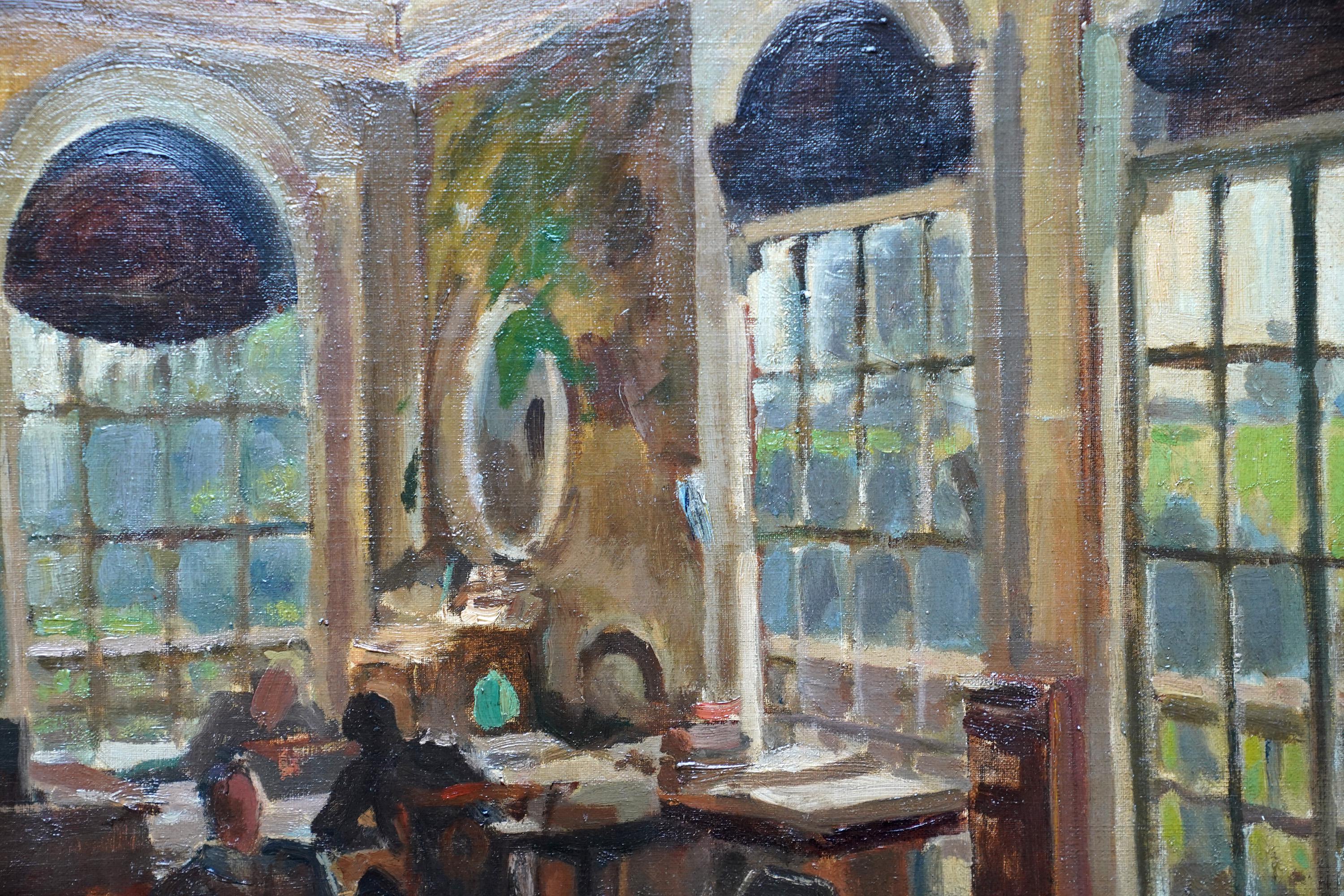 Office Interior - British 1920's Slade School Jewish art oil painting For Sale 1