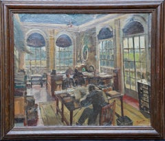 Intérieur de bureau - Peinture à l'huile d'art juif de l'école britannique de Slade des années 1920