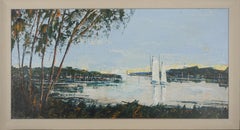 Late 20th Century Oil Painting of Chesapeake Bay with Sailing Boats