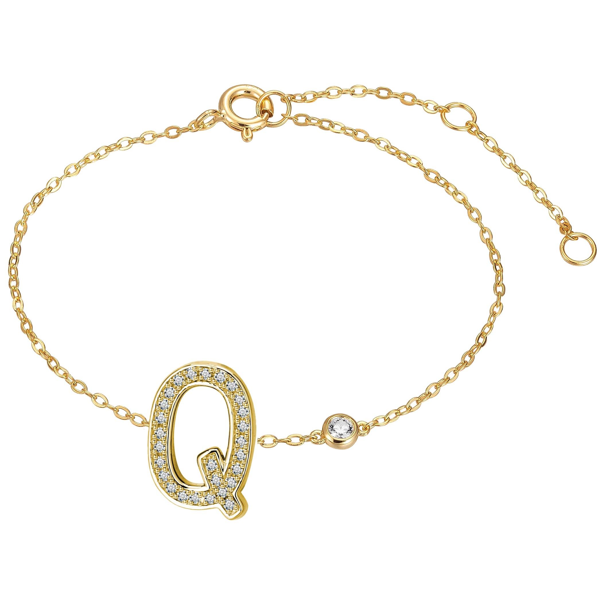 Q Initial Bezel Chain Anklet For Sale
