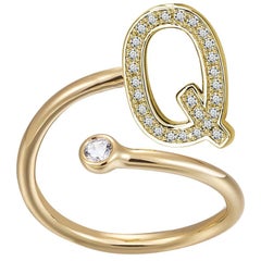 Q Initial Bezel Wire Ring